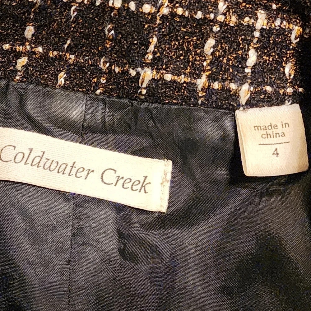 Coldwater Creek Women's Blazer Black with Gold Shimmer and White Size 4 - Picture 9 of 15